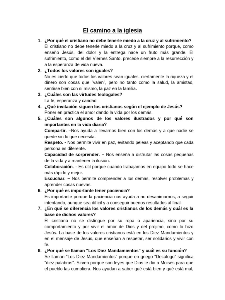 El Camino A La Iglesia | PDF | Diez Mandamientos | Sufrimiento