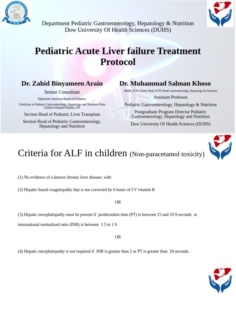 Pediatric Acute Liver Failure Protocol | PDF | Medical Specialties ...