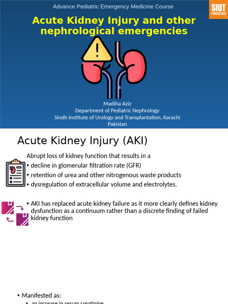 Pediatric Acute Kidney Injury Overview | PDF | Urinary Tract Infection ...