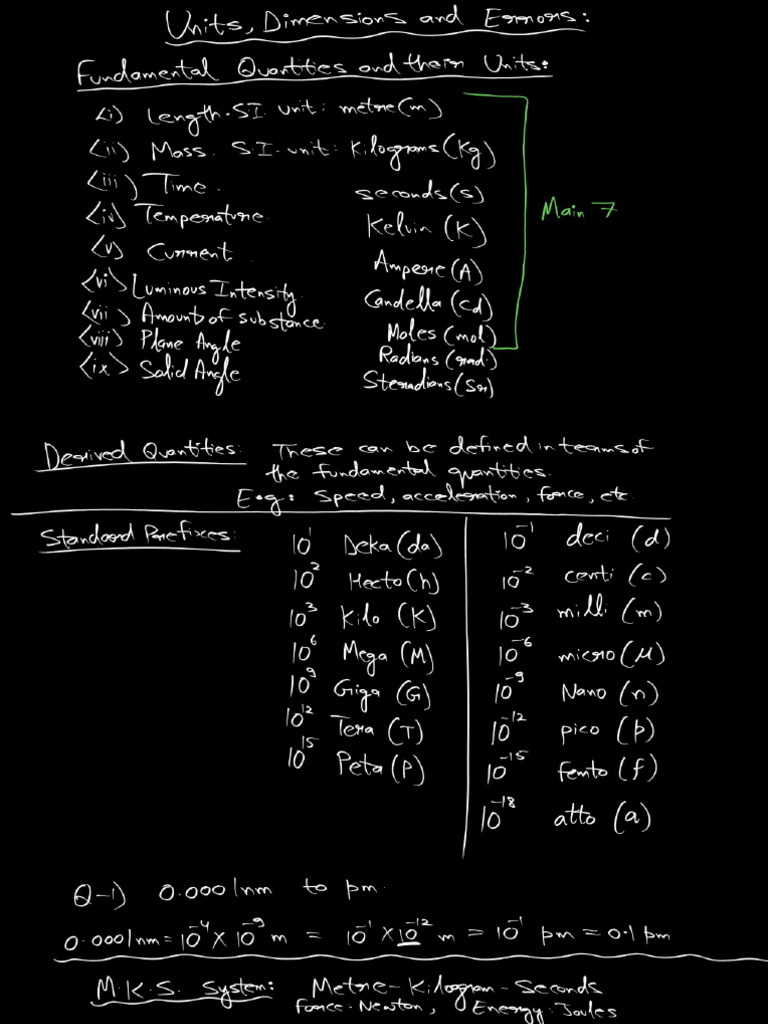Units, Dimensions and Errors | PDF
