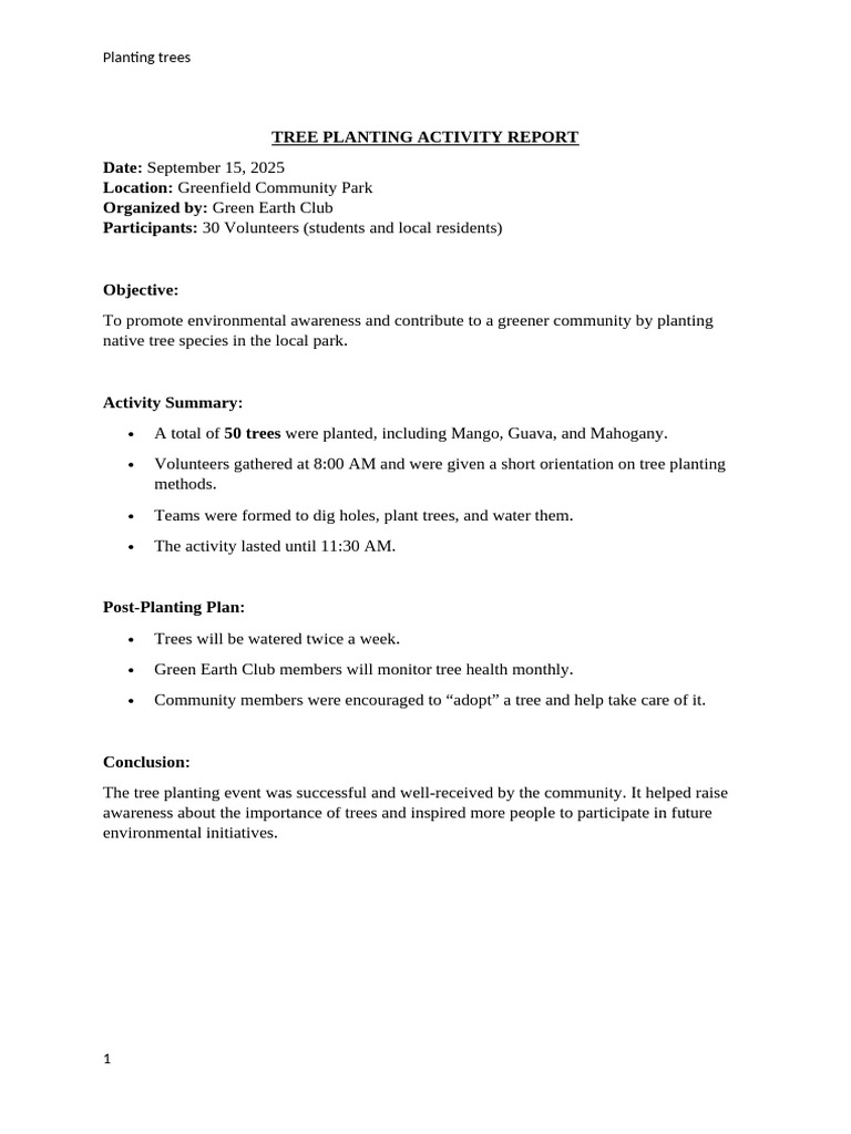Greenfield Tree Planting Report 2025 | PDF