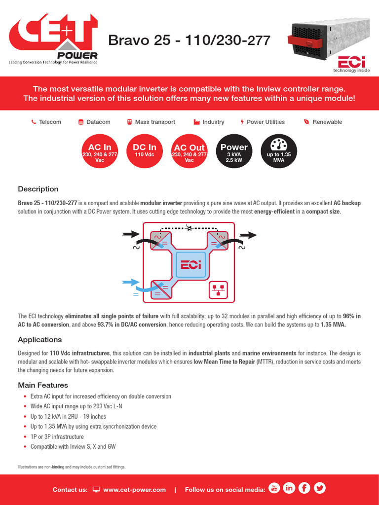 Modular Inverter Bravo 25 Specifications | PDF | Alternating Current ...