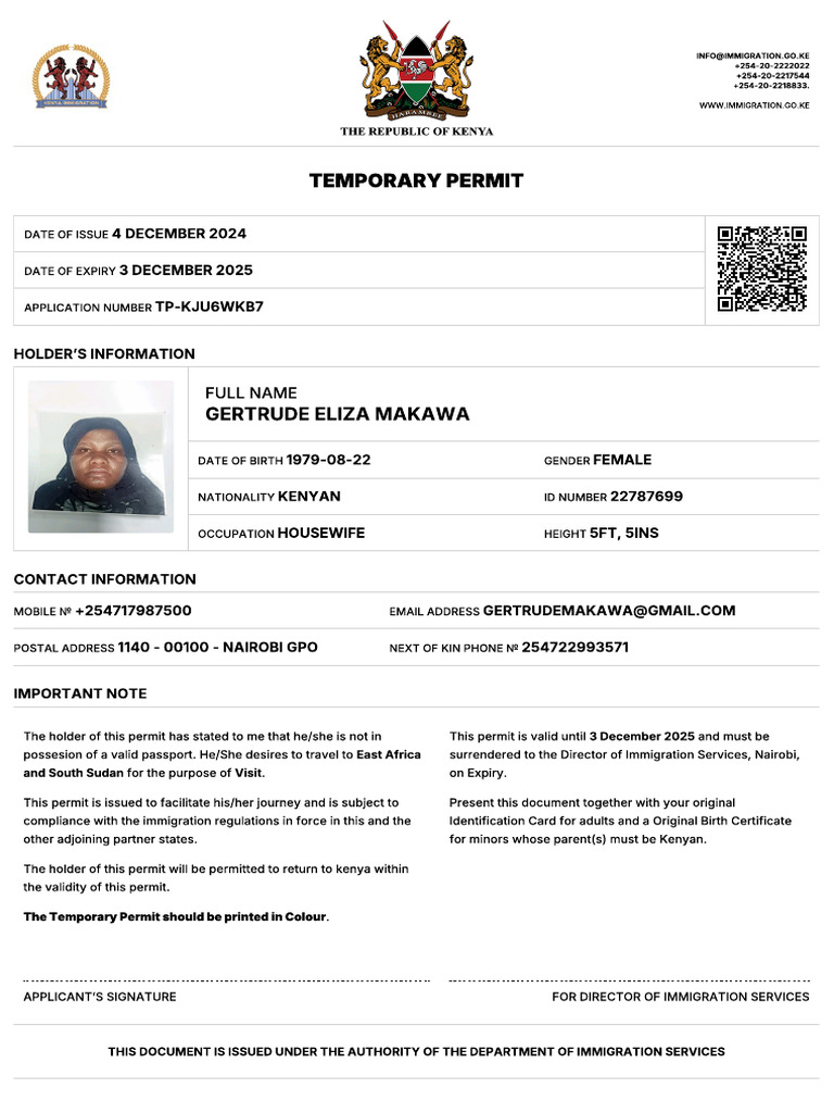 Sophia Temporary Permit | PDF