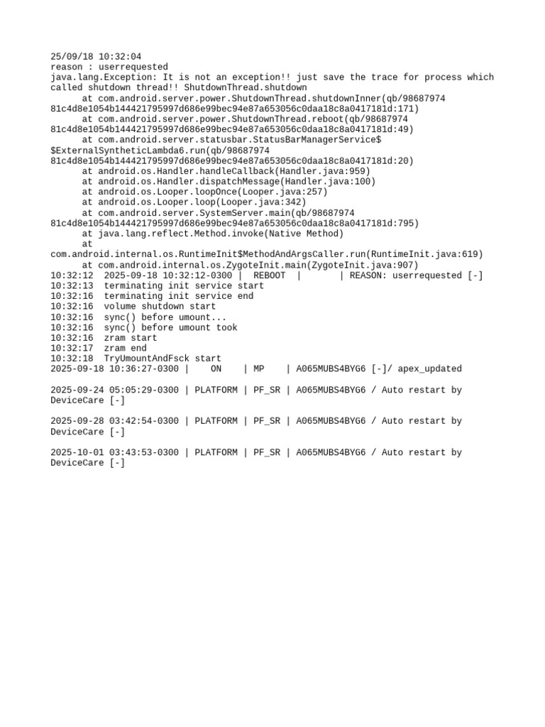 Power Off Reset Reason | PDF