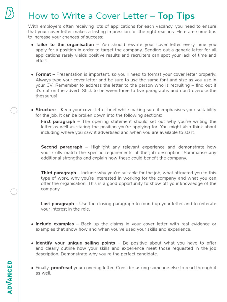 How To Write A Cover Letter - Top Tips | PDF