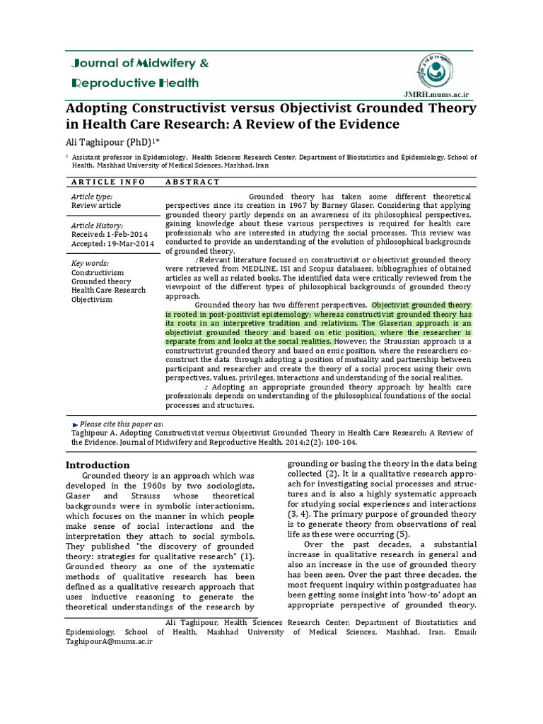 Grounded Theory in Health Care Research | PDF | Qualitative Research ...