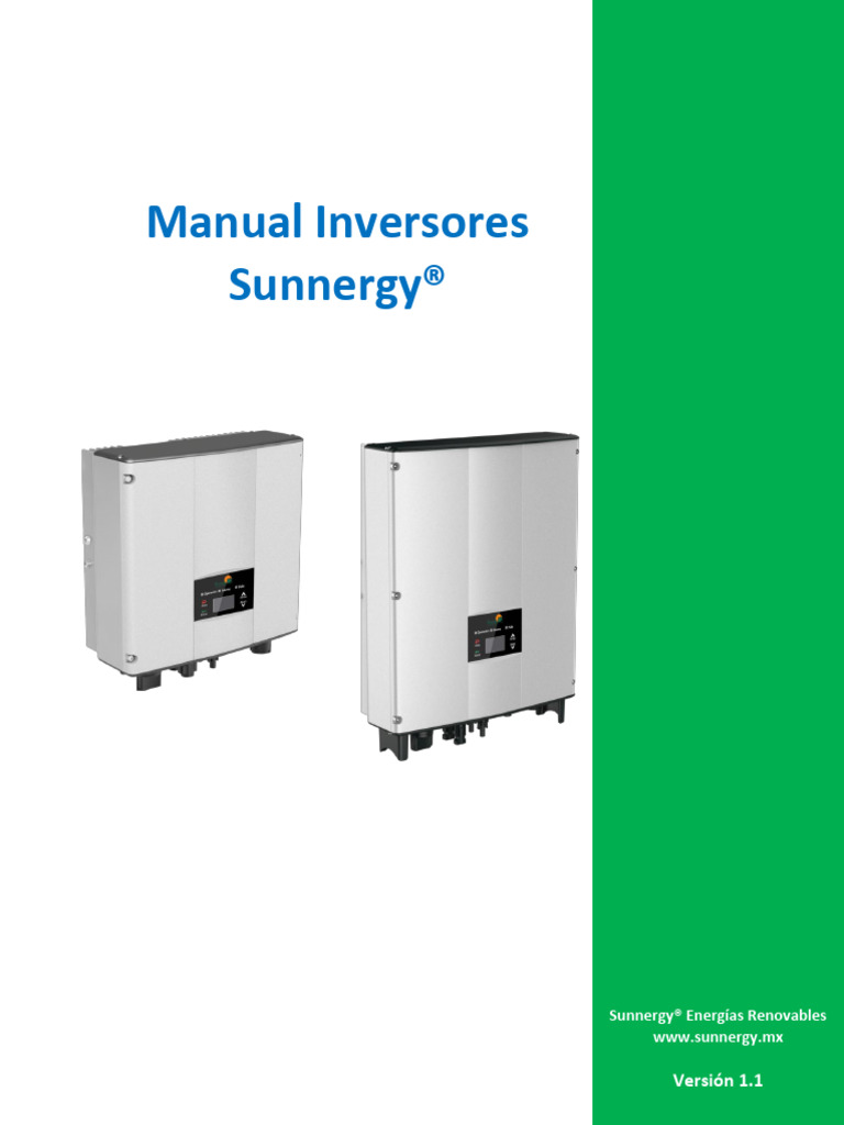 Manual de Inversores Solares Sunnergy® | PDF | Ingenieria Eléctrica ...