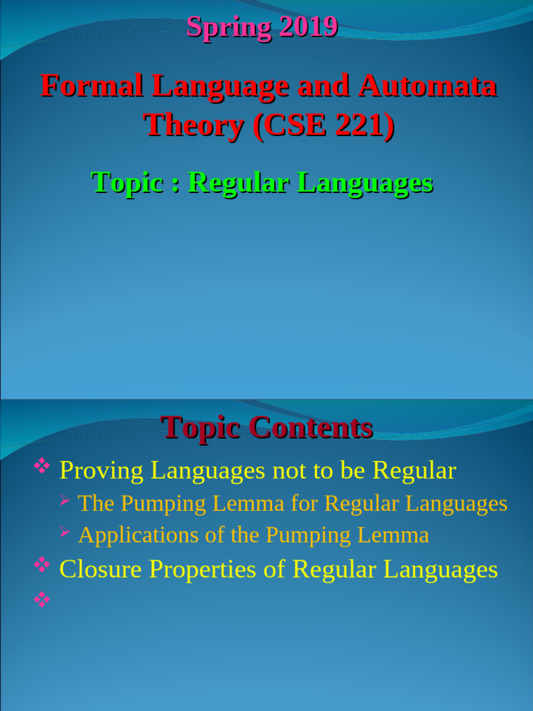 Topic 4 (Regular Languages) | PDF | Theoretical Computer Science ...