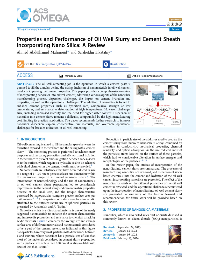 Mahmoud Elkatatny 2024 Properties and Performance of Oil Well Slurry ...