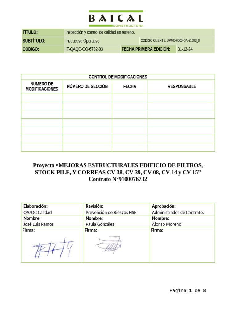 Inspección y Control de Calidad en Terreno | PDF