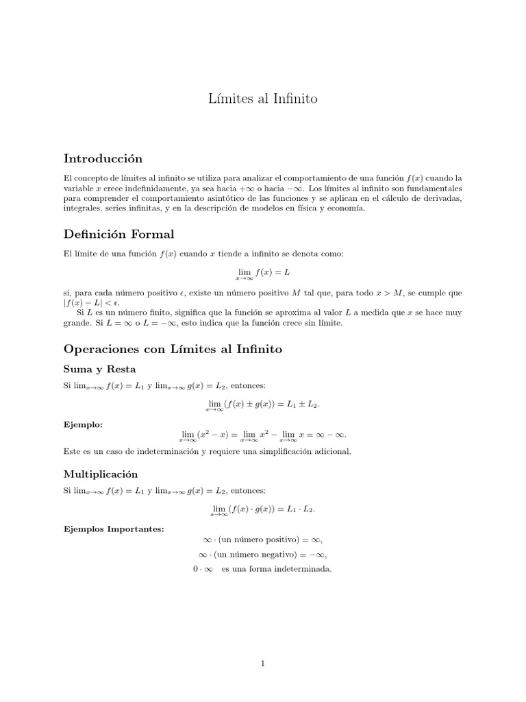Límites al Infinito en Funciones Matemáticas | PDF | Asíntota ...