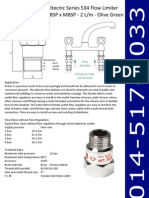 Altecnic Series 534 Flow Limiter FBSP X MBSP - 2 Litre Per Minute - Olive Green Cartridge