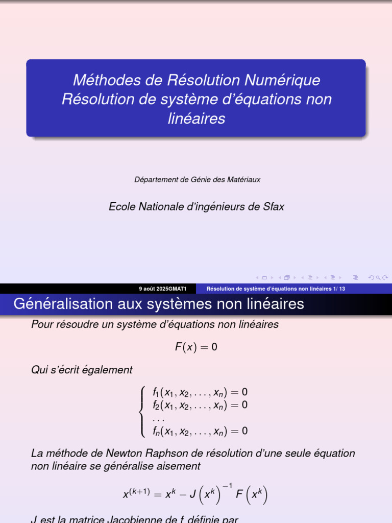 Résolution Numérique d'Équations Non Linéaires | PDF | Équations ...
