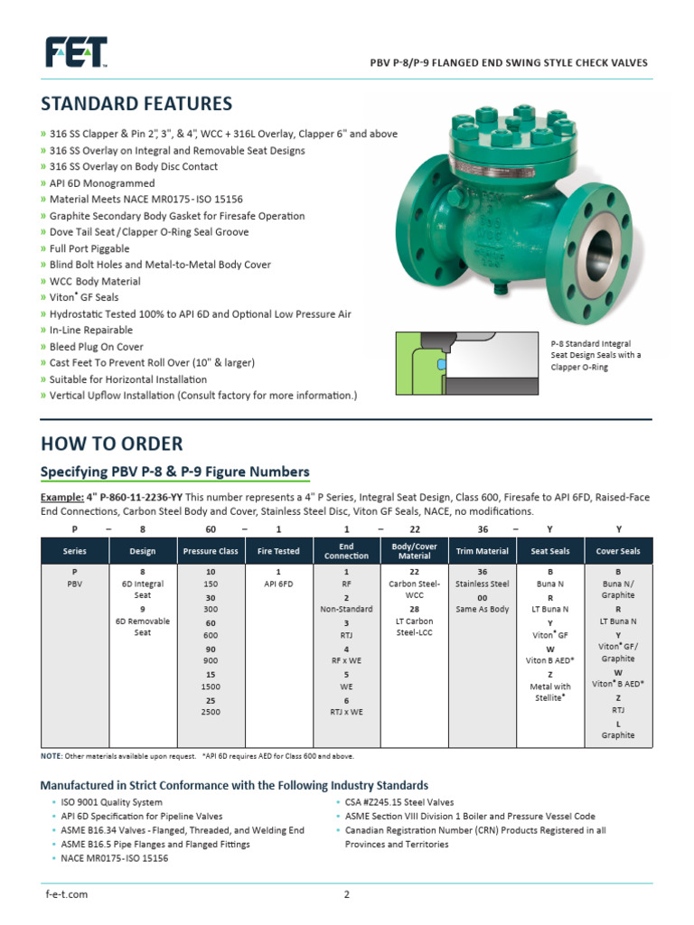 PBV P-8/P-9 Check Valves Overview | PDF | Valve | Gas Technologies