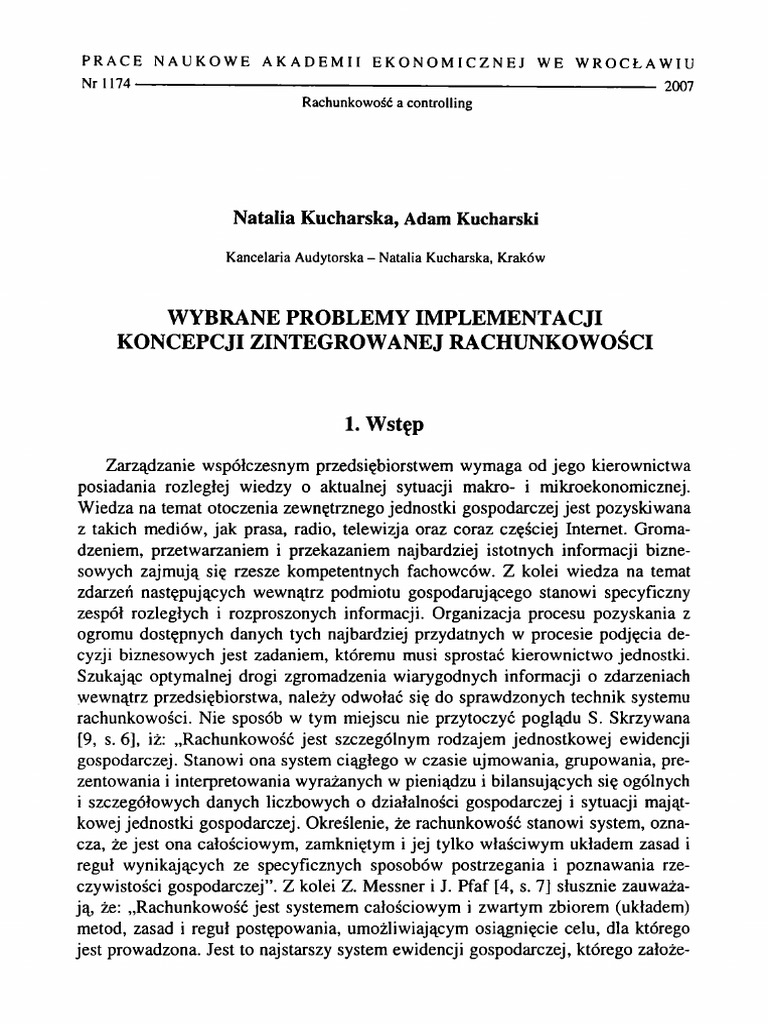 Wybrane Problemy Implementacji Koncepcji Zintegrow | PDF