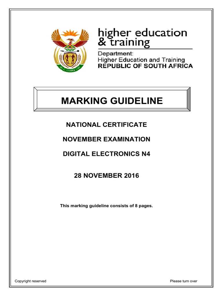 N4 Digital Electronics November 2016 Memorandum | PDF | Digital ...
