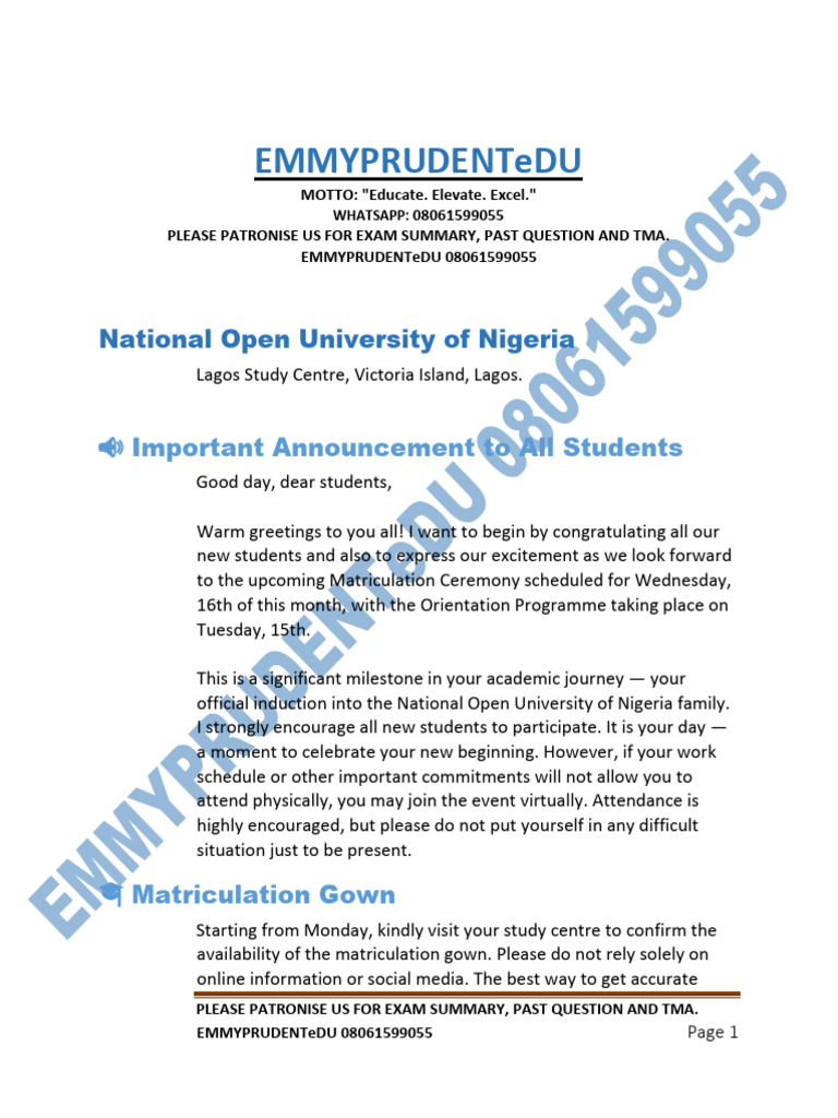 ? Important Announcement To All Students | PDF
