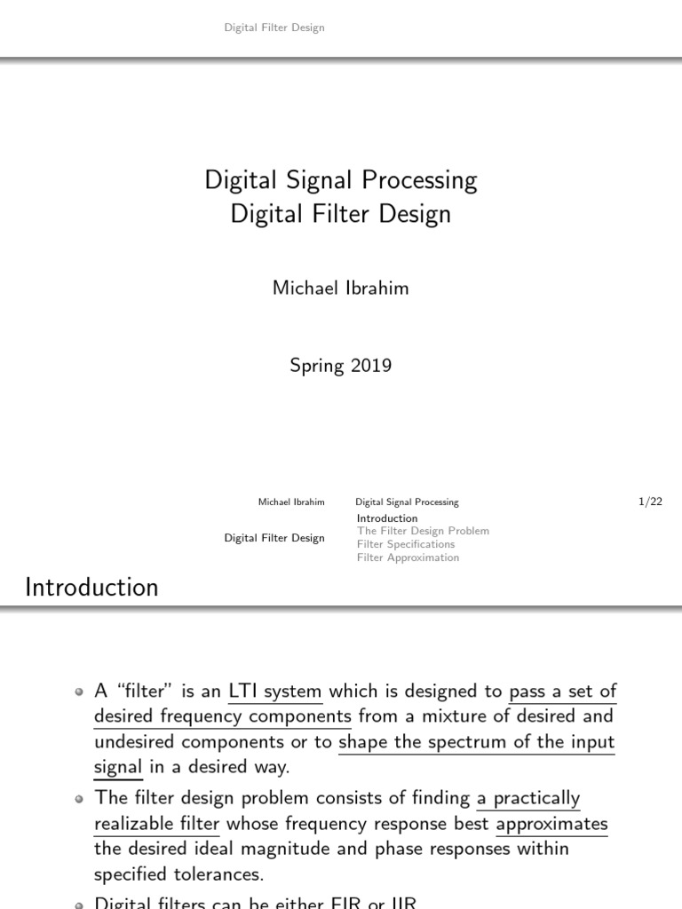 Digital Filter Design Overview | PDF | Filter (Signal Processing ...