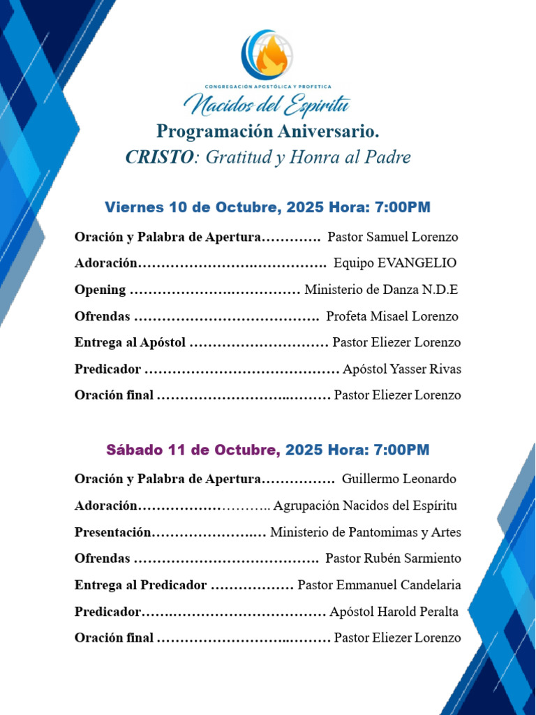 Programa Aniversario Cristo 2025 | PDF
