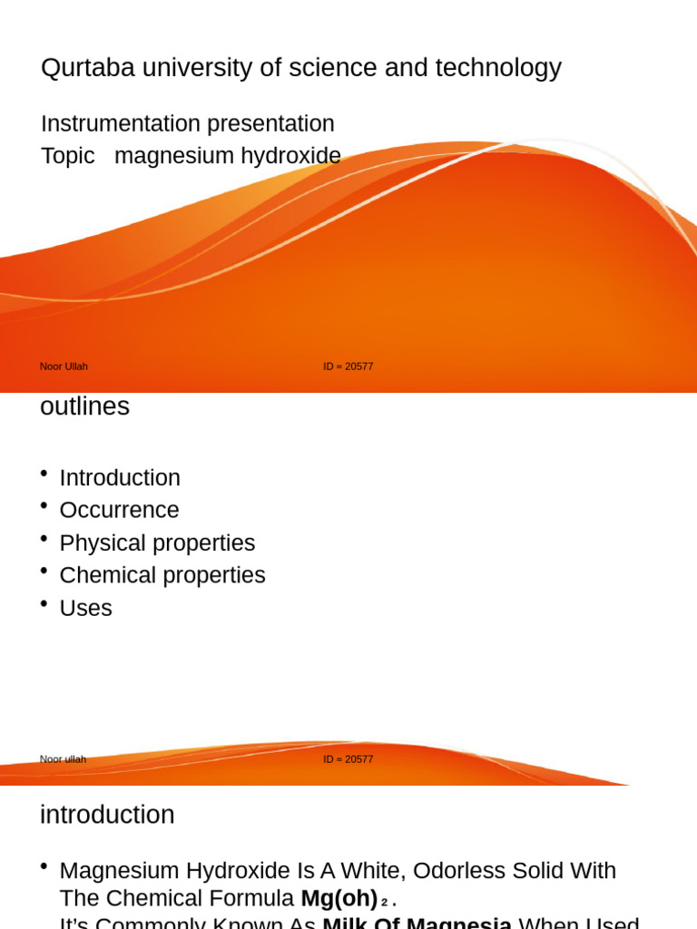 Magnesium Hydroxide Overview and Uses | PDF