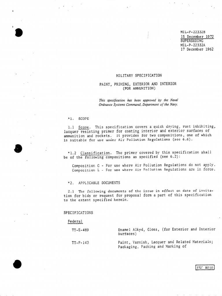 MIL-P-22332 Specification Overview | PDF