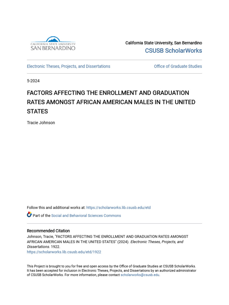 Enrollment Factors for African American Males | PDF | Well Being ...