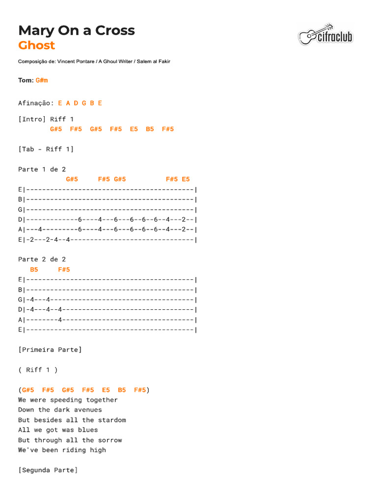 Mary On A Cross Tab Guitar | PDF