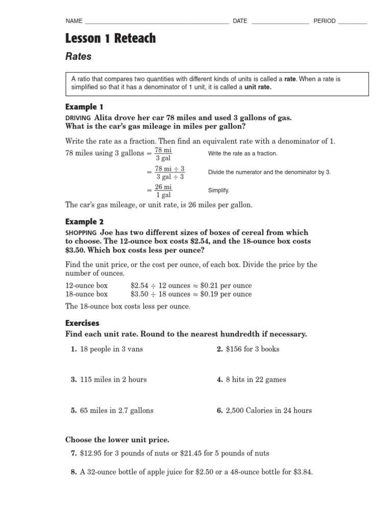 Understanding Unit Rates and Prices | PDF