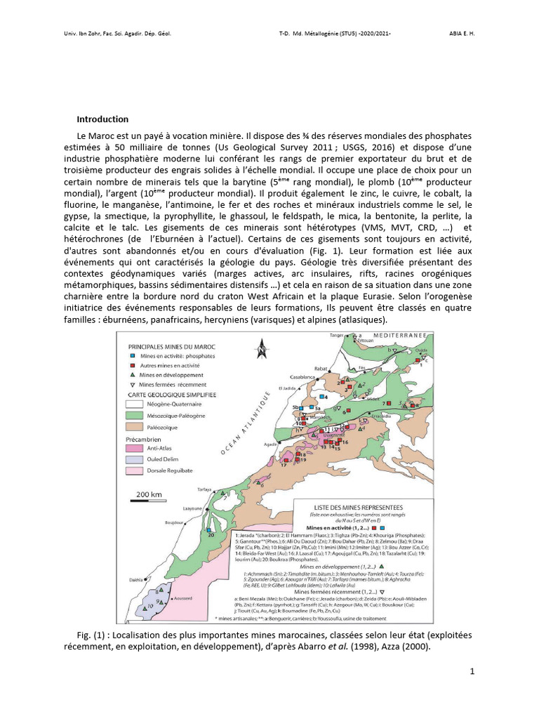 Gisements miniers et géologie du Maroc | PDF | Minéral | Géologie