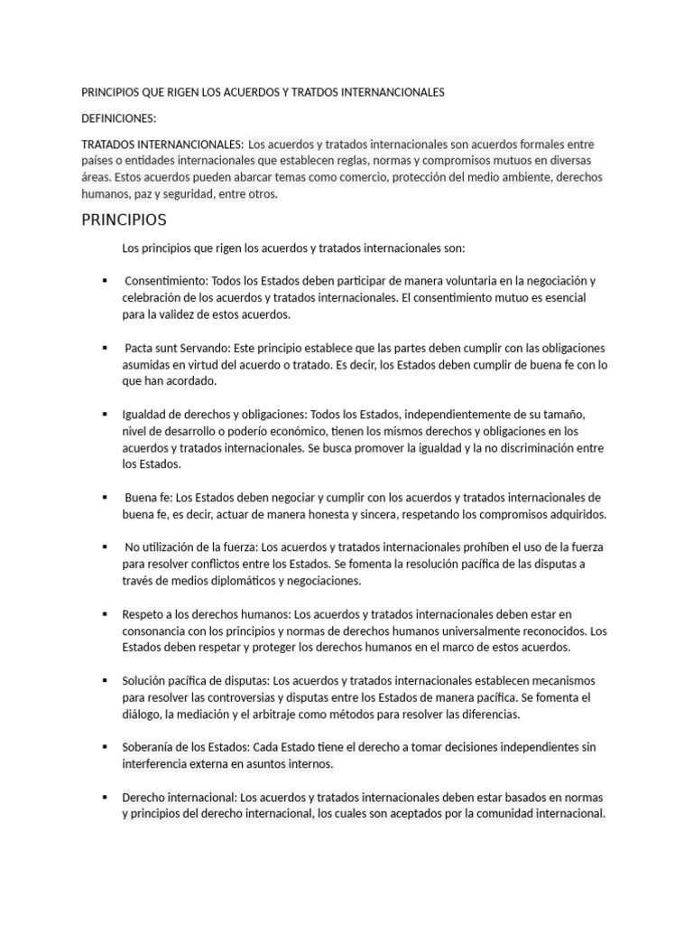 Principios de Tratados Internacionales | PDF | Derechos humanos | Ley ...