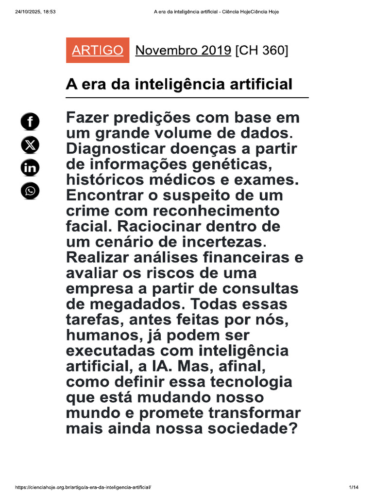 A Era Da Inteligência Artificial | PDF