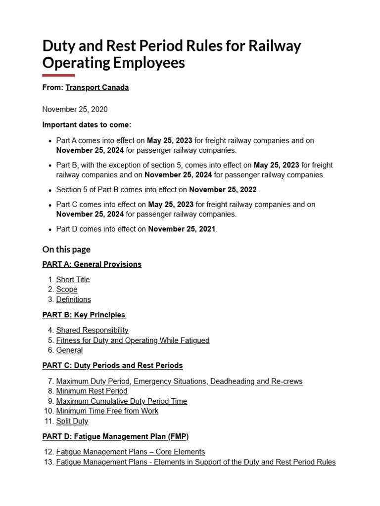 Railway Employee Duty and Rest Rules | PDF | Rail Transport | Train
