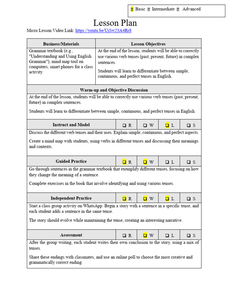 Grammar Lesson Plan | PDF