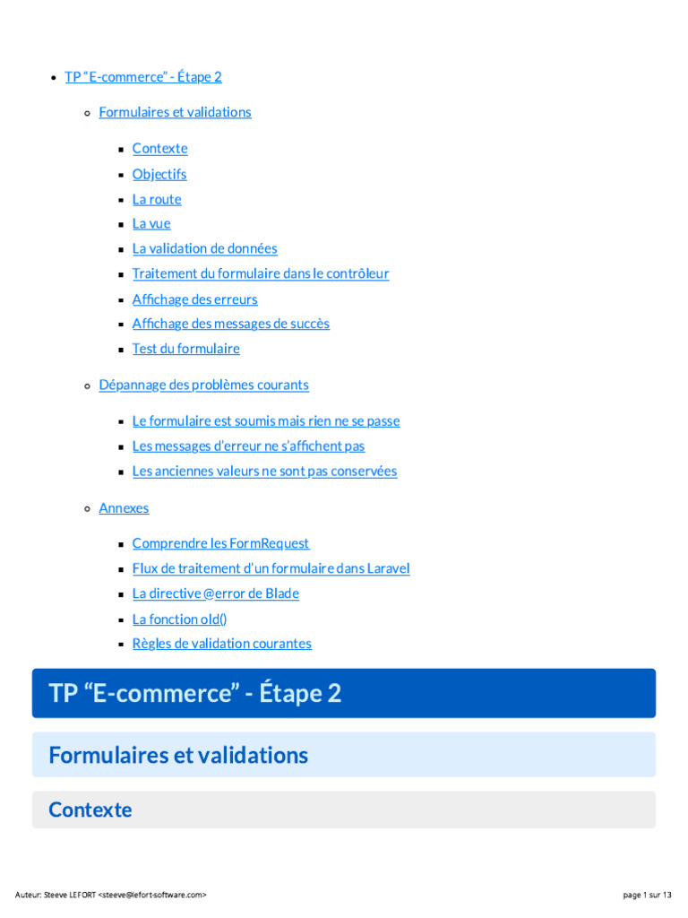 Formulaires et validations Laravel E-commerce | PDF | Hypertexte ...