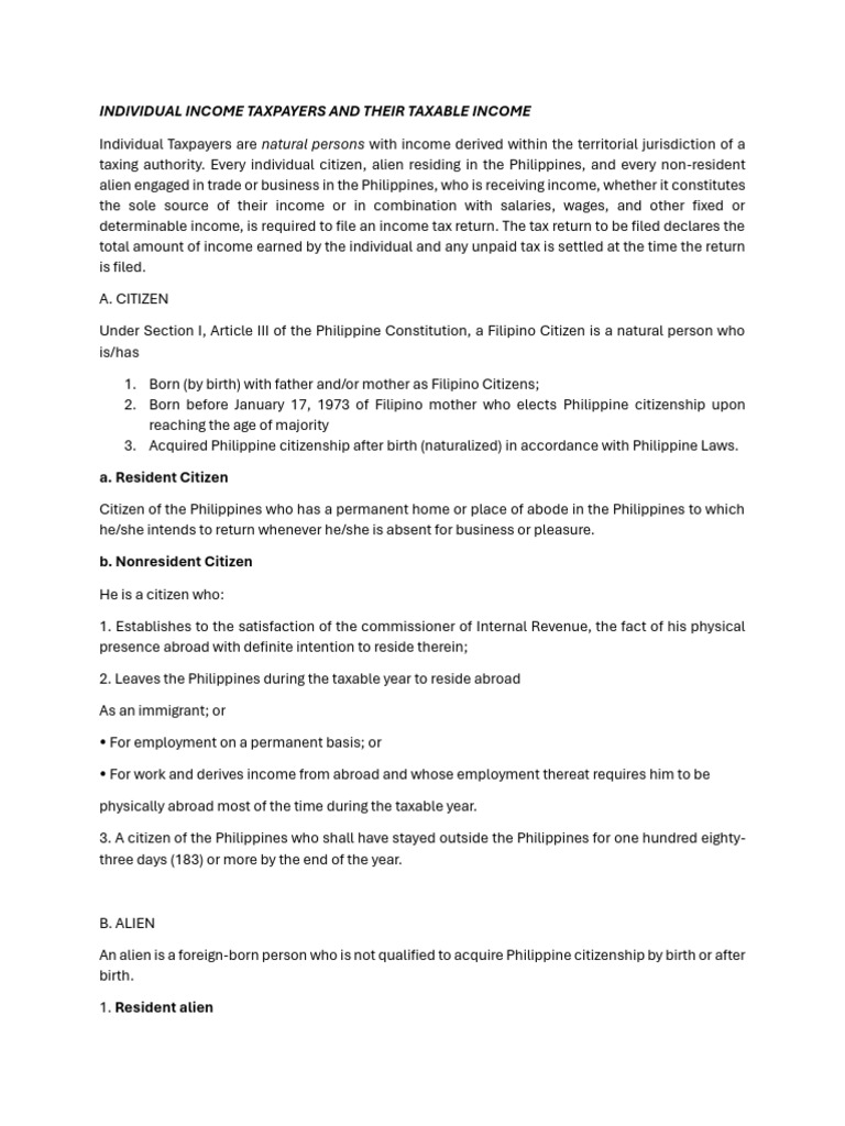 Tax Obligations of Individual Taxpayers | PDF | Capital Gains Tax | Income