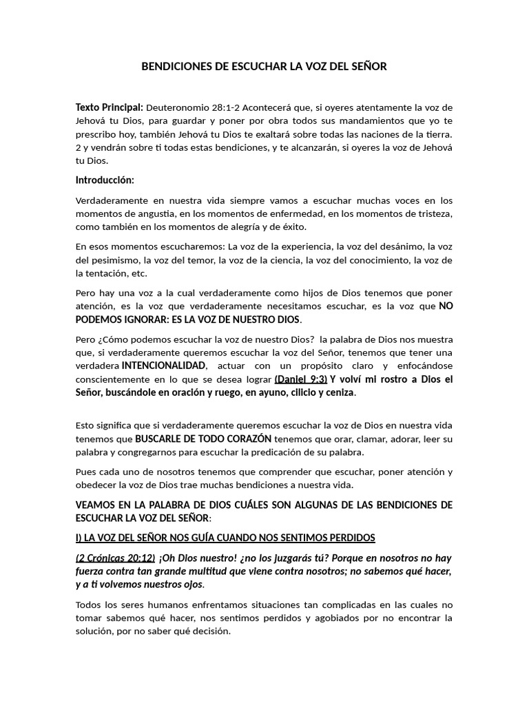 Bendiciones de Escuchar a Dios | PDF | Oración | Salmos