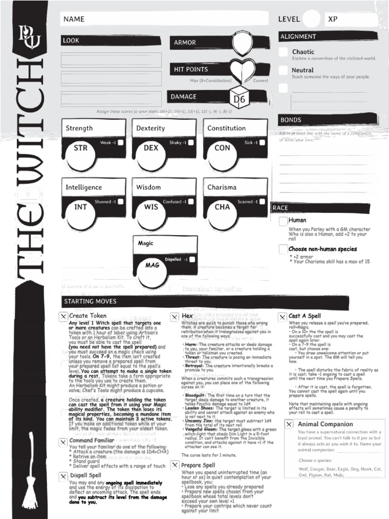 Witch Page One (Starting Moves) | PDF