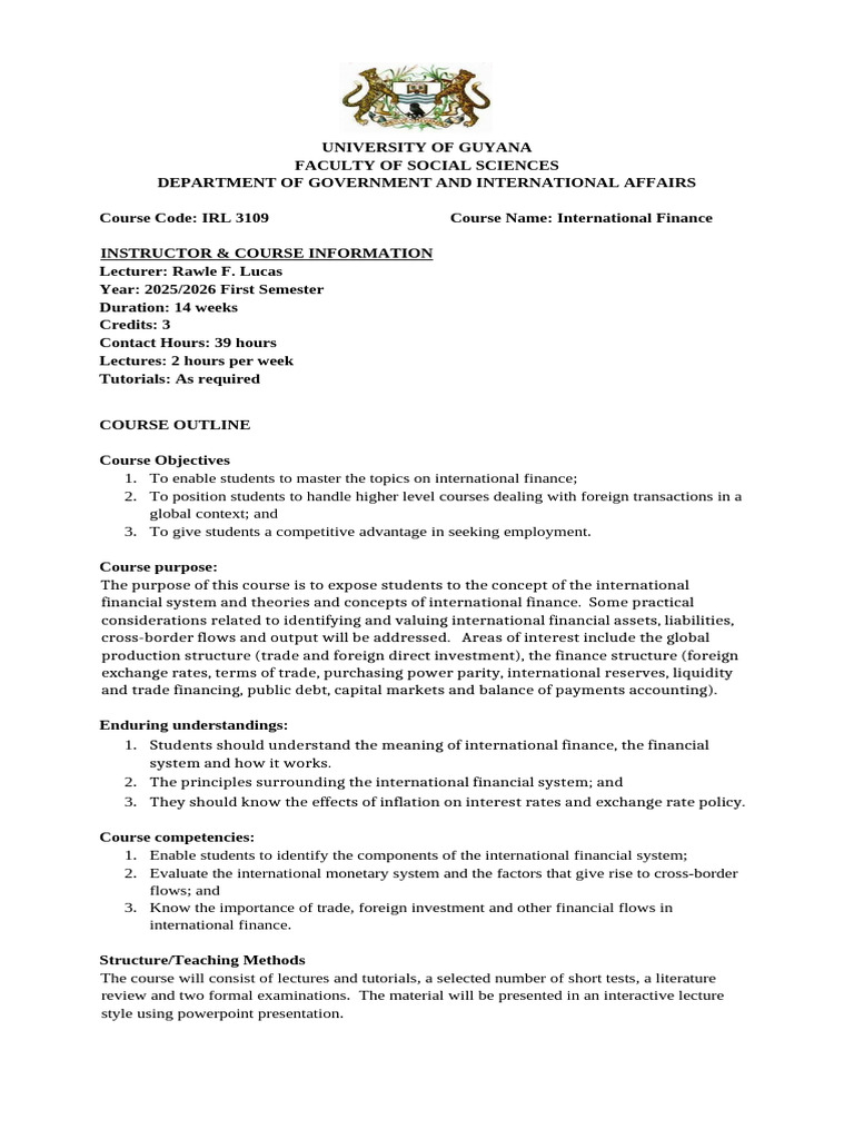 International Finance Course Outline | PDF | International Finance ...