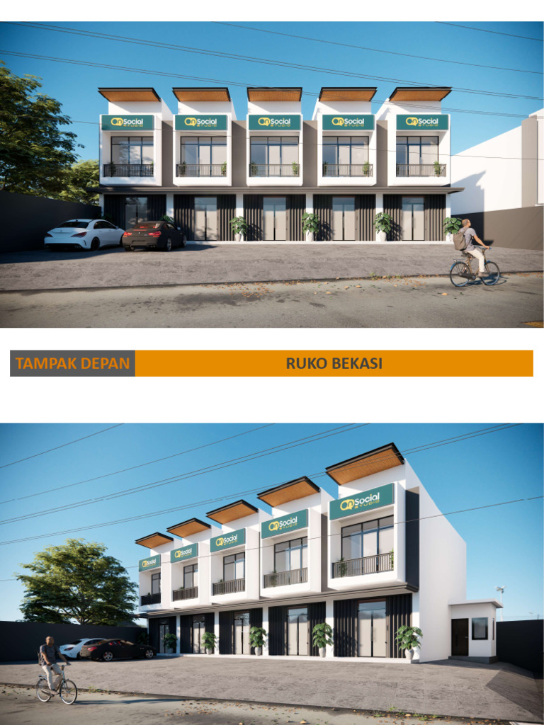 Tampak Ruko Bekasi: Desain dan Ruangan | PDF