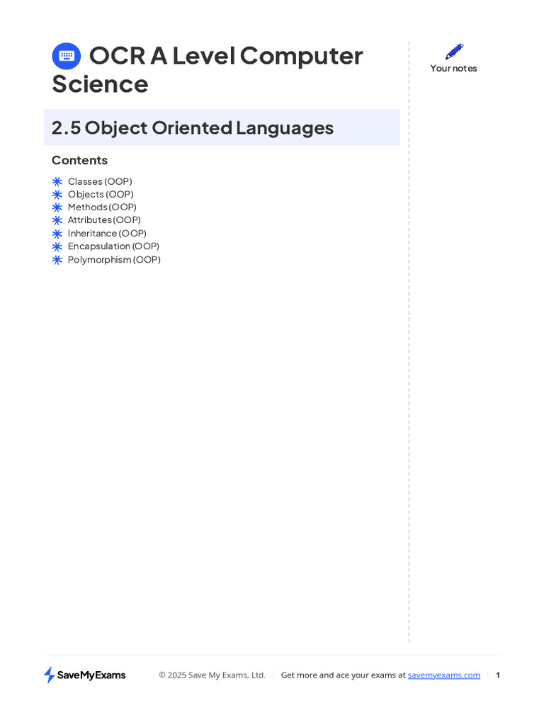 2.5 Object Oriented Languages | PDF | Inheritance (Object Oriented ...