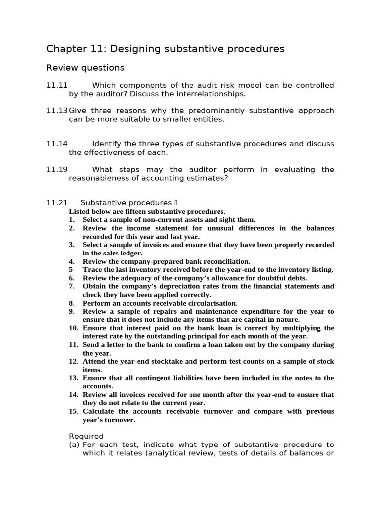 Substantive Procedures in Auditing | PDF | Fundraising | Audit