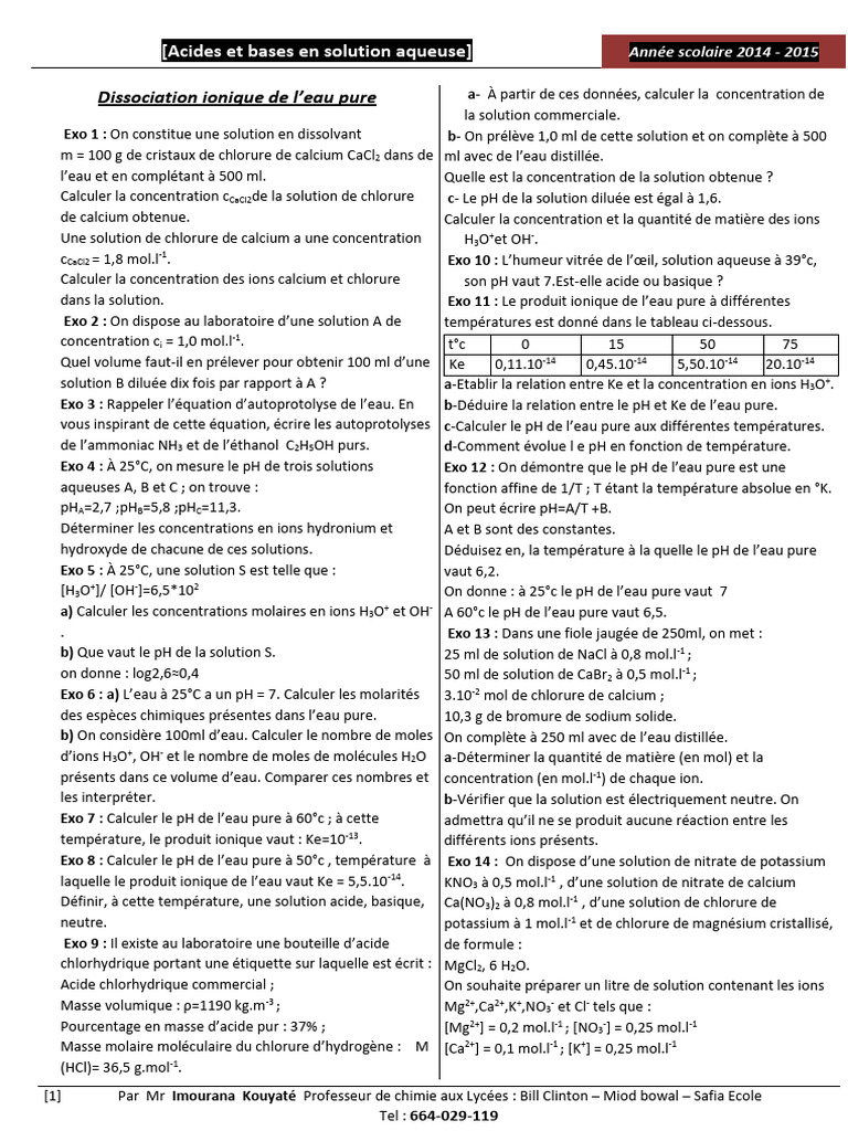 Acides et Bases en Solutions Aqueuses | PDF | Ph | Concentration molaire
