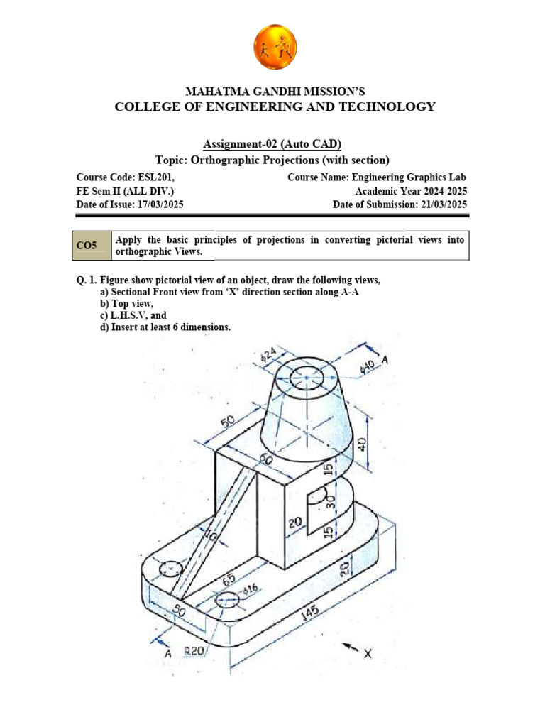 Orthographic Projections Assignment Guide | PDF