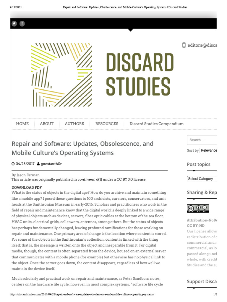 Farman - Repair and Software - Updates, Obsolescence, and Mobile ...