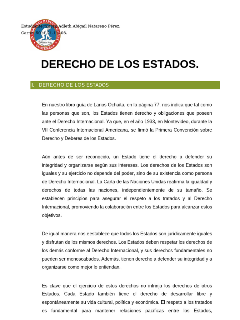 Derechos y Deberes de los Estados | PDF | Estado (política) | Ley ...