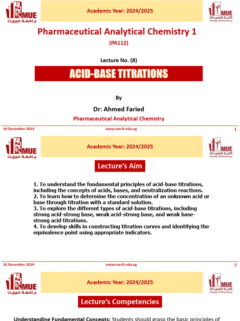 Acid-Base Titrations in Chemistry | PDF | Titration | Chemistry