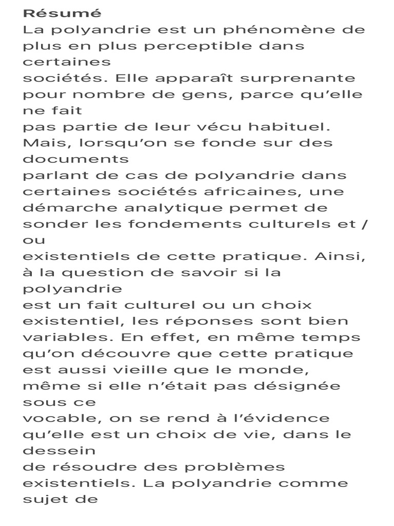 La polyandrie : culture et choix en Afrique | PDF | Existentialisme ...