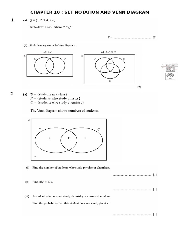 Set Notation and Venn Diagram | PDF