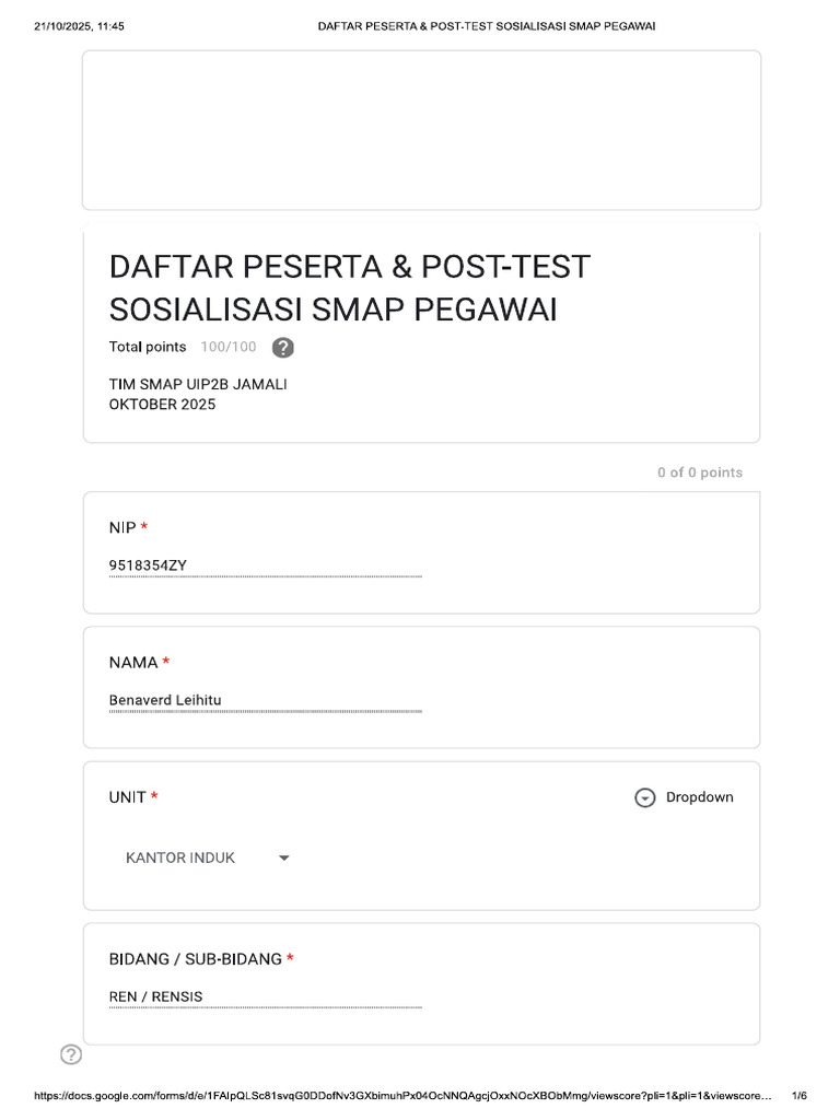 Smap Post Test | PDF