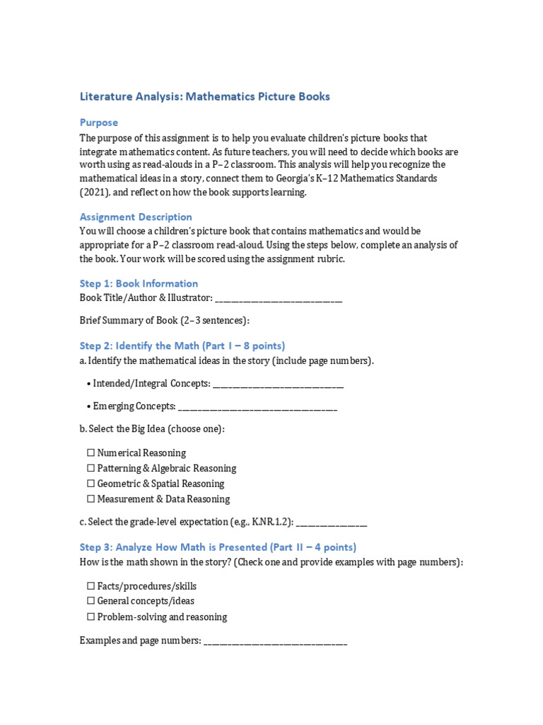 Analyzing Math in Picture Books | PDF | Mathematics | Analysis